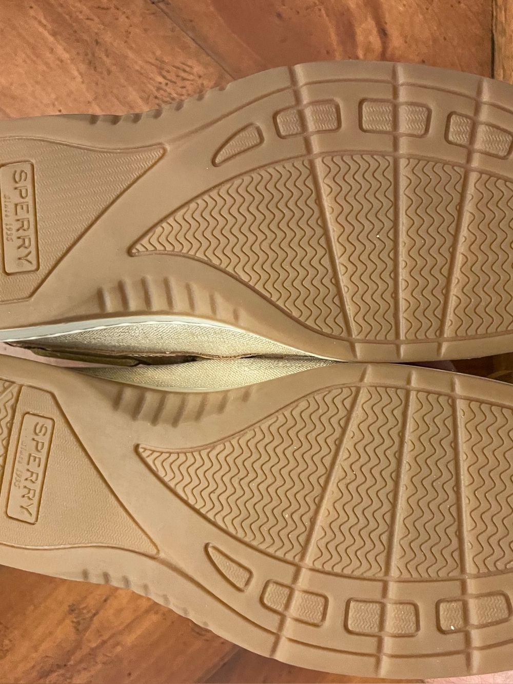 Sperry Tan and Cream Leather Slip-On Boat Loafers - Picture 5 of 7